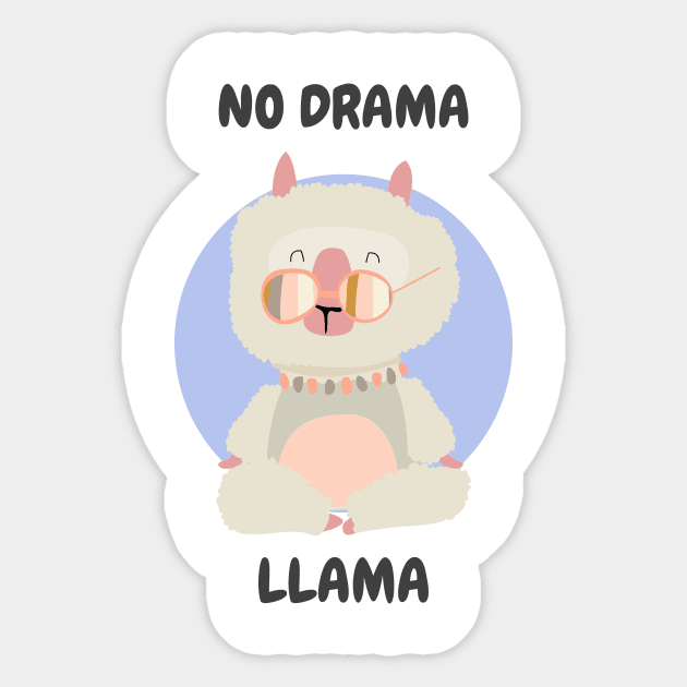 No drama llama, cute funny llama graphic slogan, llama lover illustration Sticker by MarJul